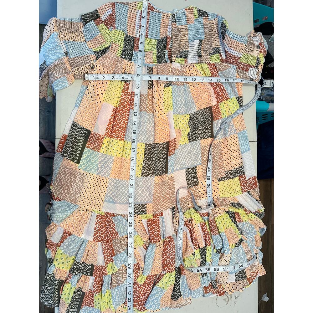 Cinq A Sept Patchwork Rika Swing Dress Womans 6 whimsy babydoll - Picture 16 of 16